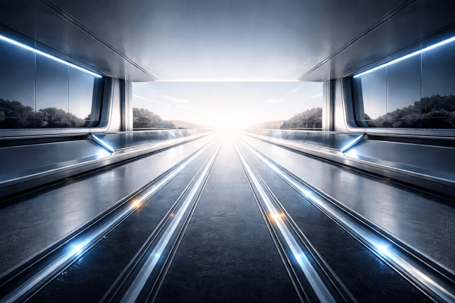 Conceptual architectural illustration of a calm, future-facing passage into a better operating state