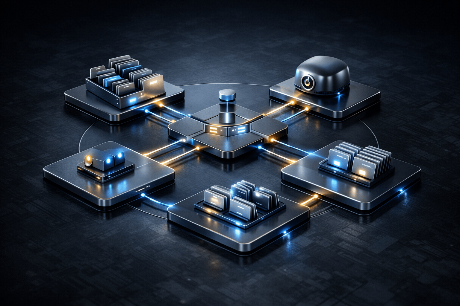 Conceptual illustration of a small team using fewer services and clearer handovers